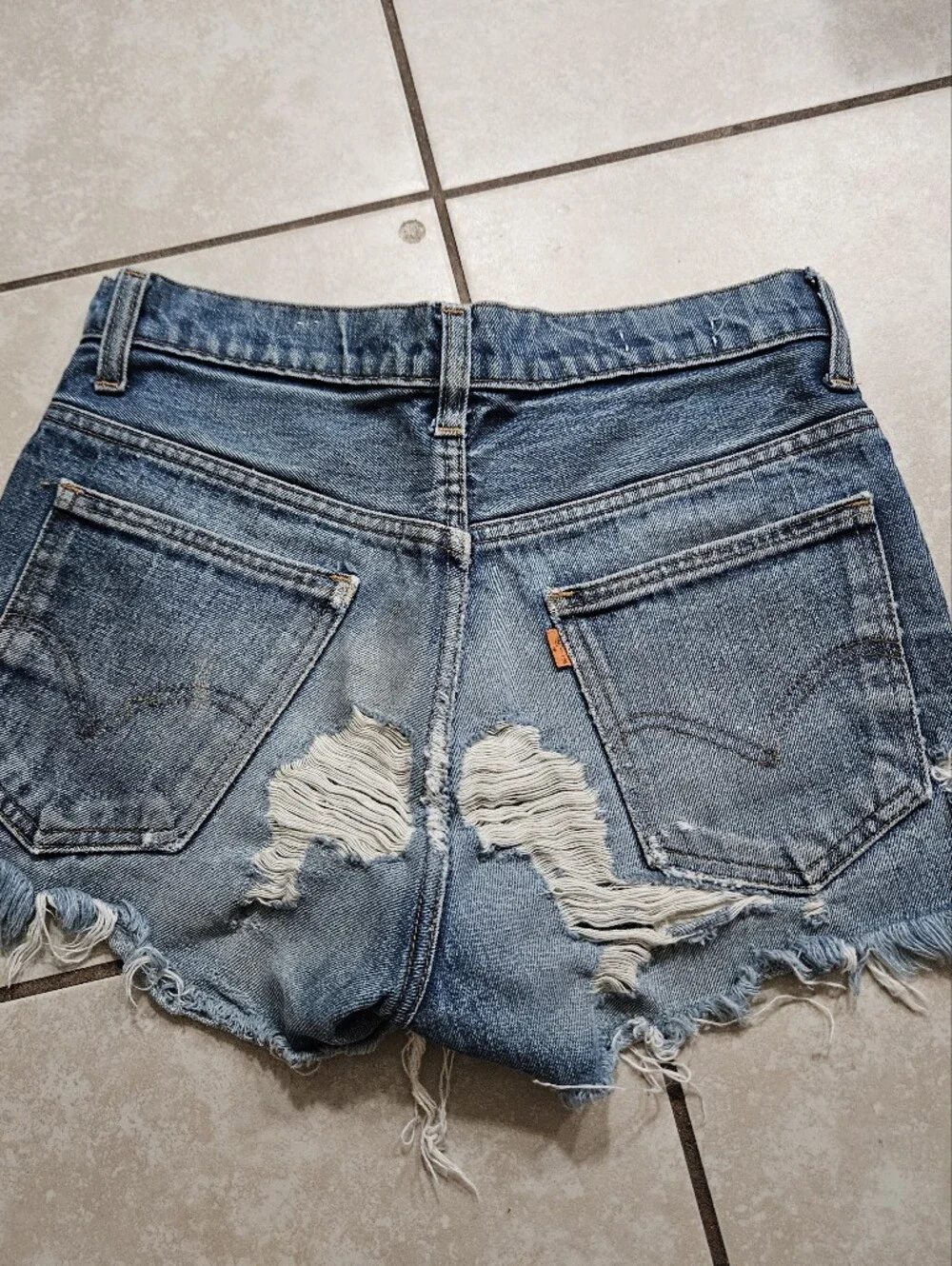 Levis Vintage Orange Tab Distressed Rear Shorts